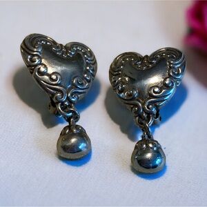 Brighton heart with dangle clip on spoon ring type earrings